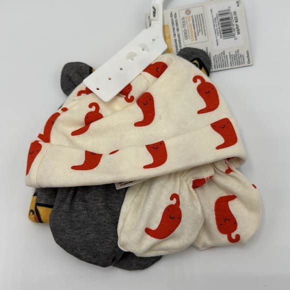 NWT 4 Piece Baby Neutral Comfy Stretch Taco Caps & No Scratch Mittens Set - Picture 5 of 10